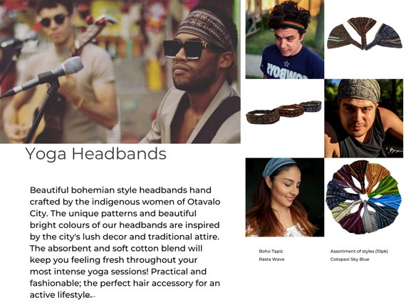 Boho Headband Valentine's Day Gift Yoga Headband for Women Hippie Headband Dreadlocks Mens Headbands| Black and Emerald Headwrap