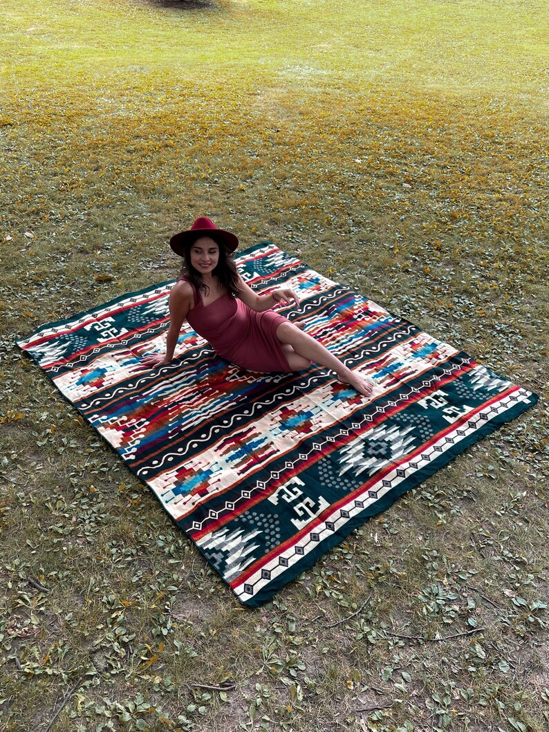 Alpaca Blanket Queen Size Forest Green Geometrical Pattern Etsy