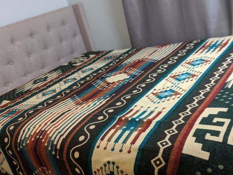 Alpaca Blanket Queen Size Forest Green Geometrical Pattern Etsy