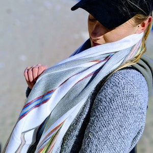 Striped Alpaca Shawl | Large Colorful Scarf | Mothers day gift | Winter Acessories