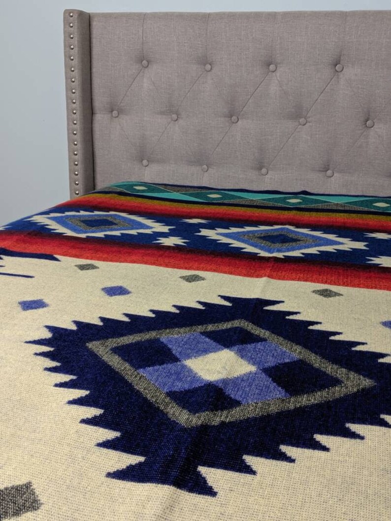 Alpaca Blanket Queen Size Imperial Blue Geometrical Pattern Etsy