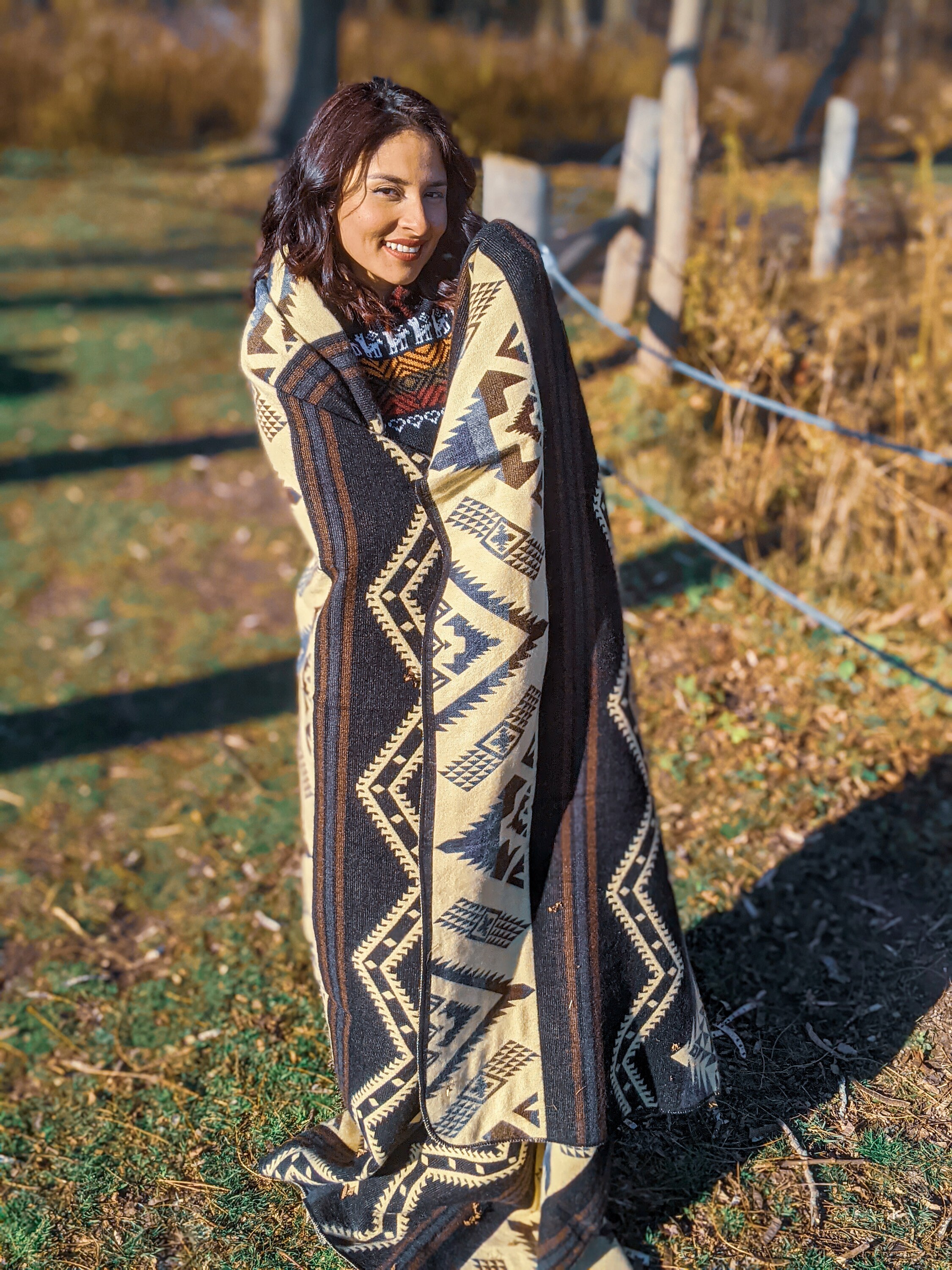 Native Alpaca Blanket Queen Size Fall Tribal Geometrical Etsy