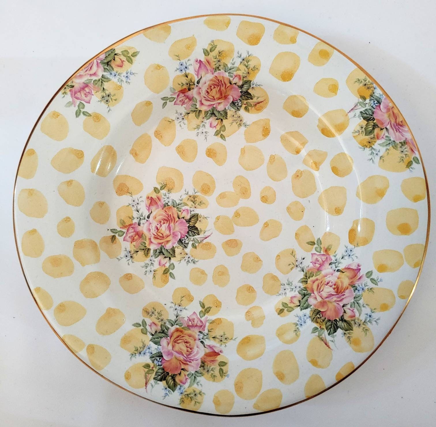 Mackenzie Childs retired pattern yellow dots with floral Etsy