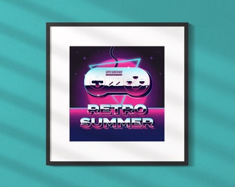 Impresión retro de verano: pósteres de jugador de 12 x 12