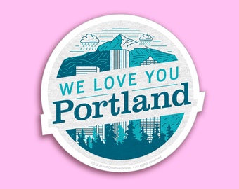Te amamos Portland Pegatinas