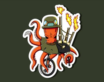 PDX Oktopus Unipiper -- Diecut -- Wasserflaschen Aufkleber