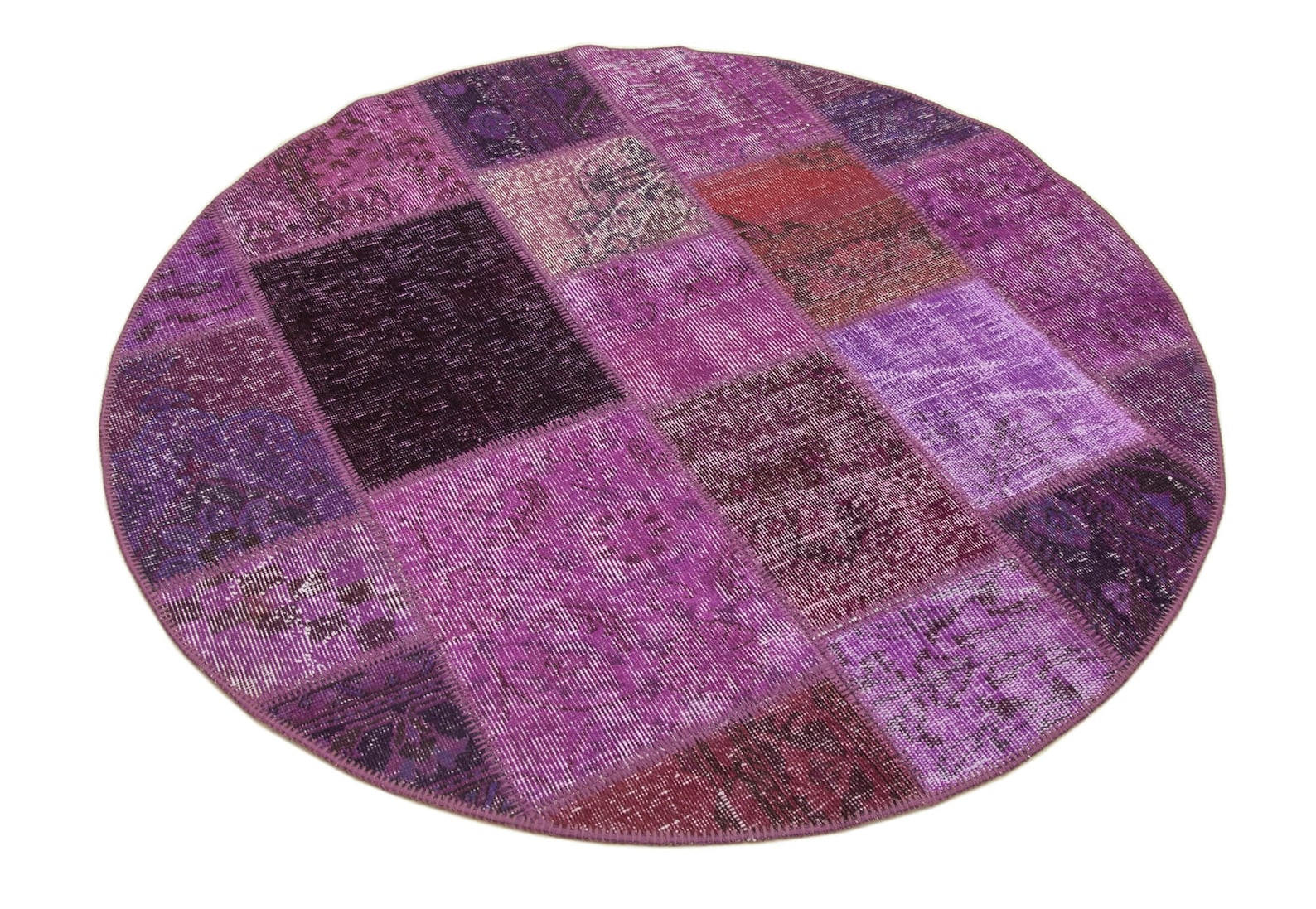 Round Rug 4x4 Area Rug Purple Patchwork Rug Circle Rug Etsy