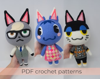 Pacchetto di schemi per gatti all'uncinetto ~ Raymond, Rosie e Punchy ~ Modelli Amigurumi PDF ~ Solo istruzioni in INGLESE