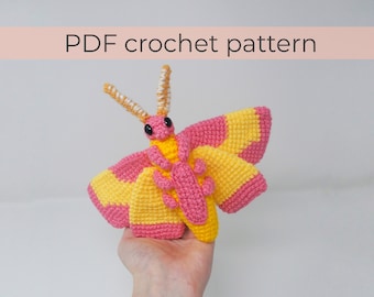 Rosy Maple Moth Crochet Pattern ~ Amigurumi PDF Patterns ~ ENGLISH instructions only