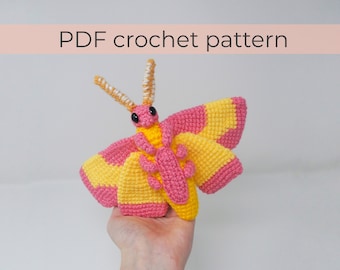 Rosy Maple Moth Häkelanleitung ~ Amigurumi PDF Häkelanleitung ~ ENGLISCH Anleitung