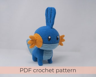 Patron au crochet Mudkip ~ Patrons PDF Amigurumi ~ Instructions en ANGLAIS uniquement