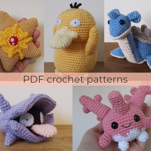 Crochet pattern bundle to make Lapras, Psyduck, Staryu, Corsola and Shellder ~ Amigurumi PDF Files ~ ENGLISH instructions only