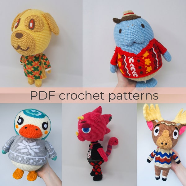 Crochet Pattern Bundle for Goldie, Wardell, Sprinkle, Flick and Erik ~ Amigurumi PDF files ~ ENGLISH instructions only
