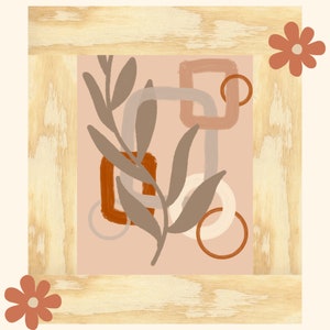 Abstrakter Pflanzen- und Formendruck | Digitale Illustration [INSTANT DOWNLOAD]