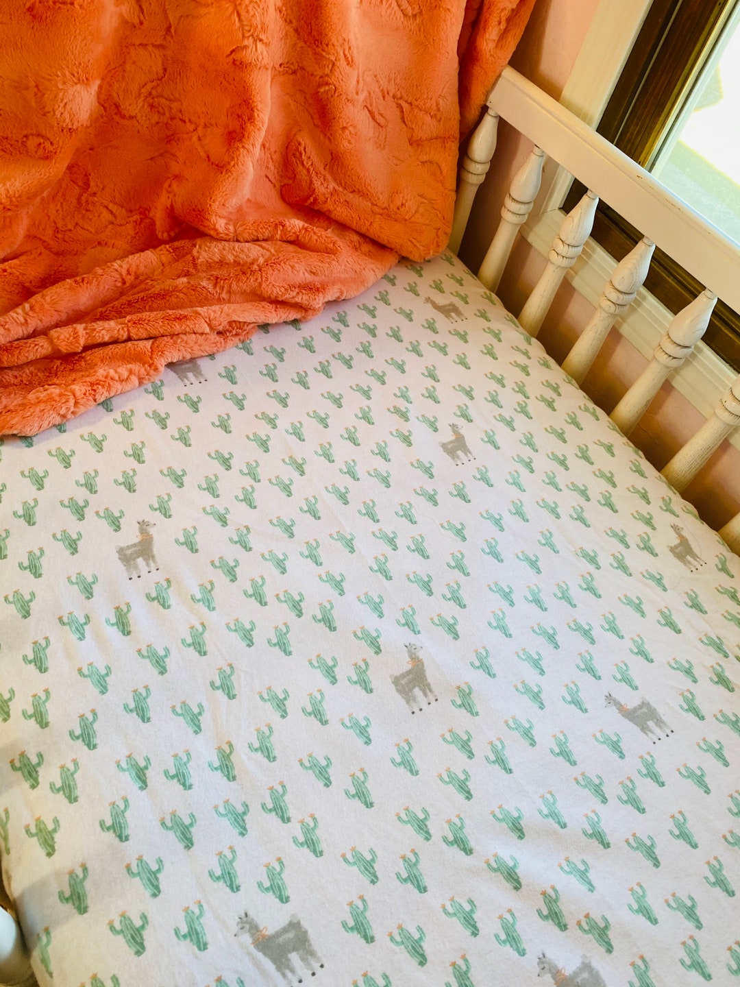Llama Flannel Crib Sheet Etsy