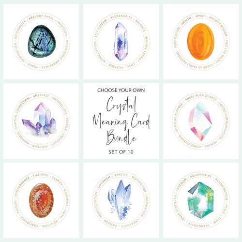 60 Printable Crystal Meaning Cards SET ONE Gemstone - Etsy Canada