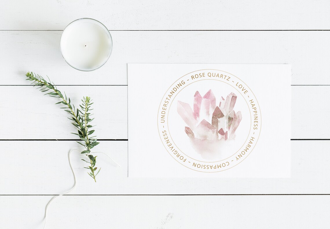 Rose Quartz Crystal Meaning Card Printable Display Card Heart Chakra