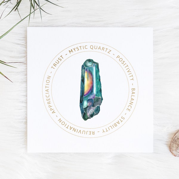 Mystic Quartz Card - Crystal Meaning - Printable Files - Jewelry Display Card - Gift Box Tag - Package Insert