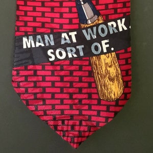 Fun Vintage Home Improvement TV Show Tie Made in USA "Man at Work Sort Of" Trowel Design