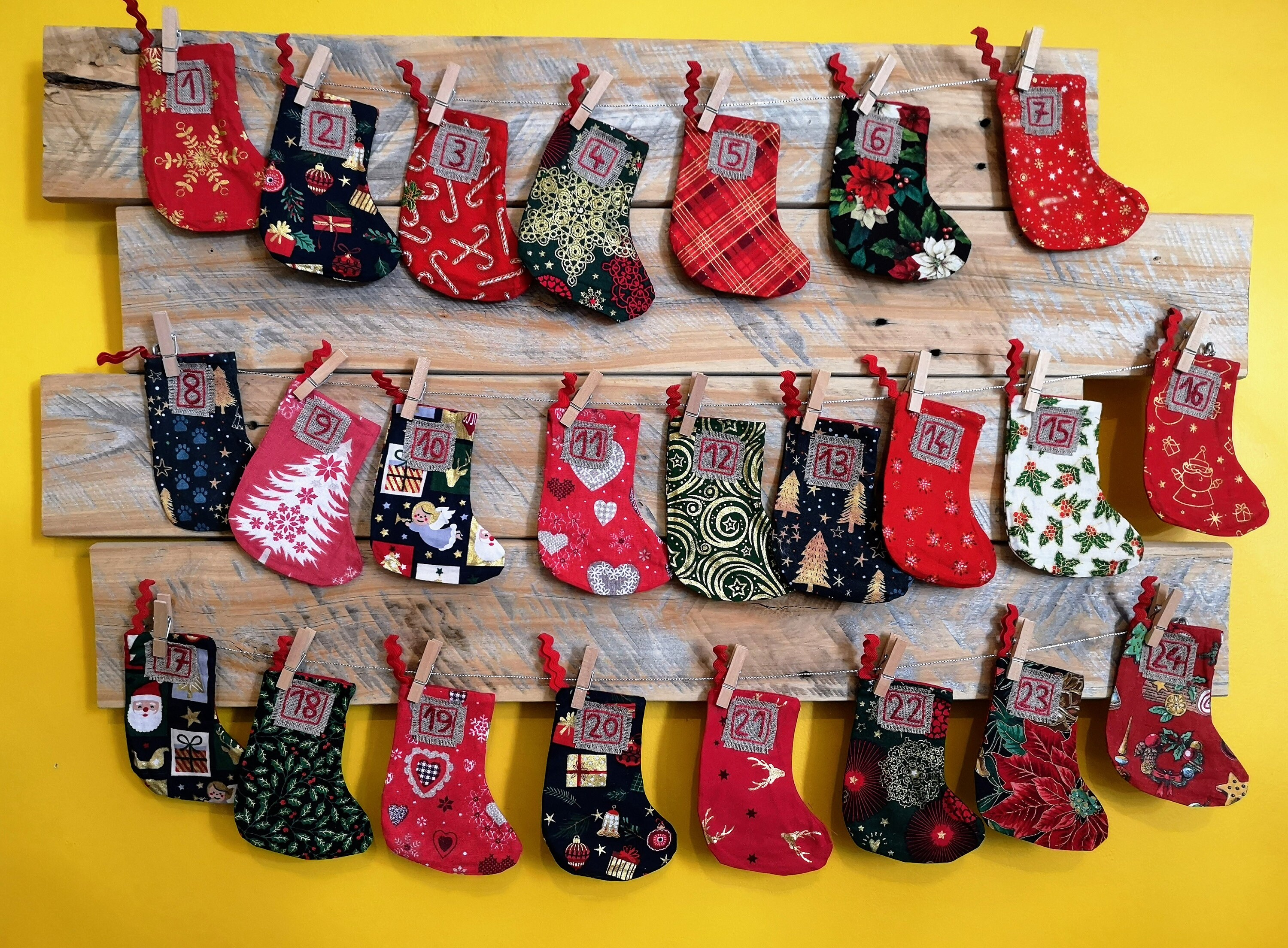 Advent Calendar 24 Christmas Stockings All Lined - Etsy Advent Calendar 24 Christmas Stockings All Lined - Etsy