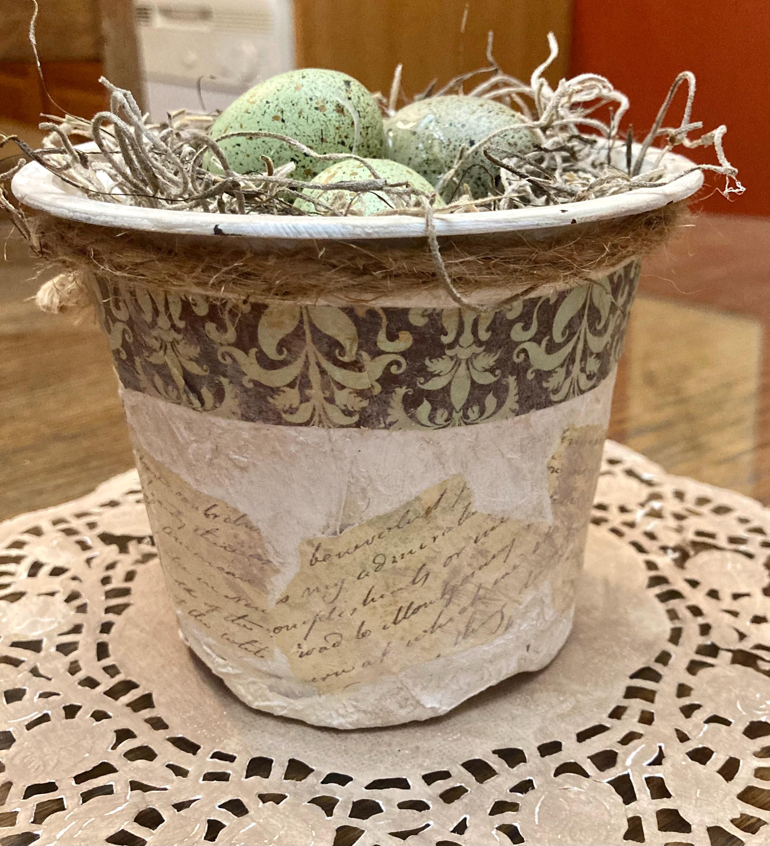 French Country Vintage Easter Centerpiece, Decoupage Easter Centerpiece ...