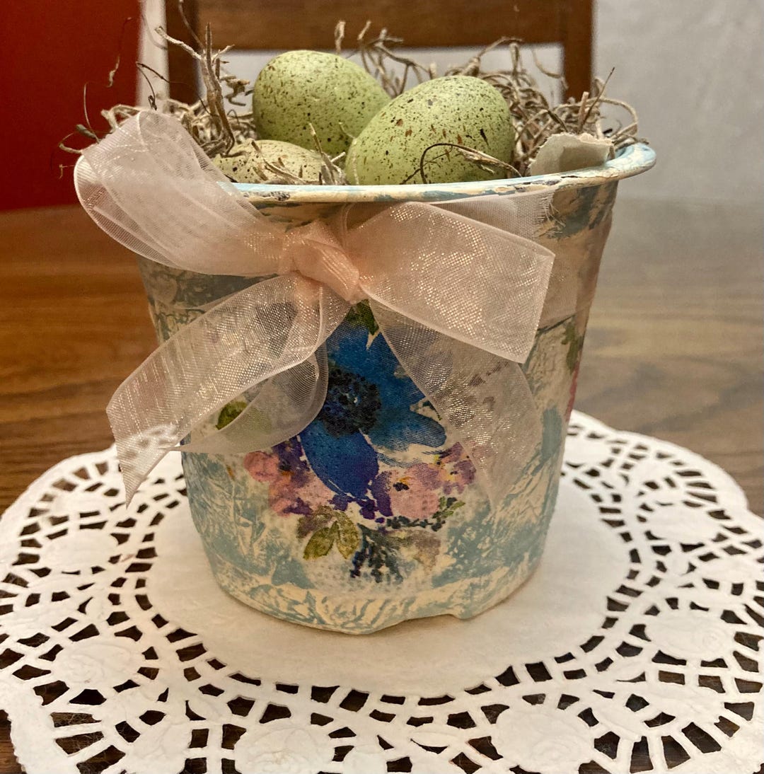 French Country Vintage Easter Centerpiece, Spring Basket Centerpiece ...