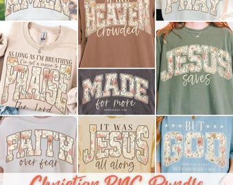 Christian Floral PNG-bundel, bijbelvers shirtafbeeldingen (digitale download)
