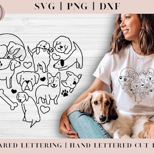 Cane Doodle Cuore SVG / Cane disegnato a mano SVG / Mamma cane SVG / File di taglio cane