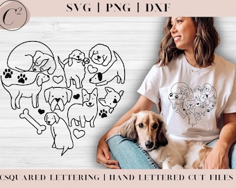 Hond doodle hart SVG: handgetekende hond moeder gesneden bestand