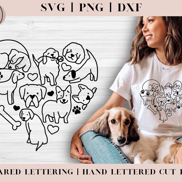 Dog Doodle Heart SVG | Hand Drawn Dog SVG | Dog Mom SVG | Dog cut file