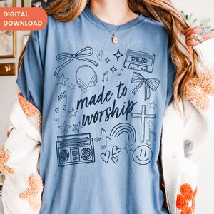Gemaakt om te aanbidden png, trendy png, christelijk doodle-afbeelding (digitale download) afbeelding 5