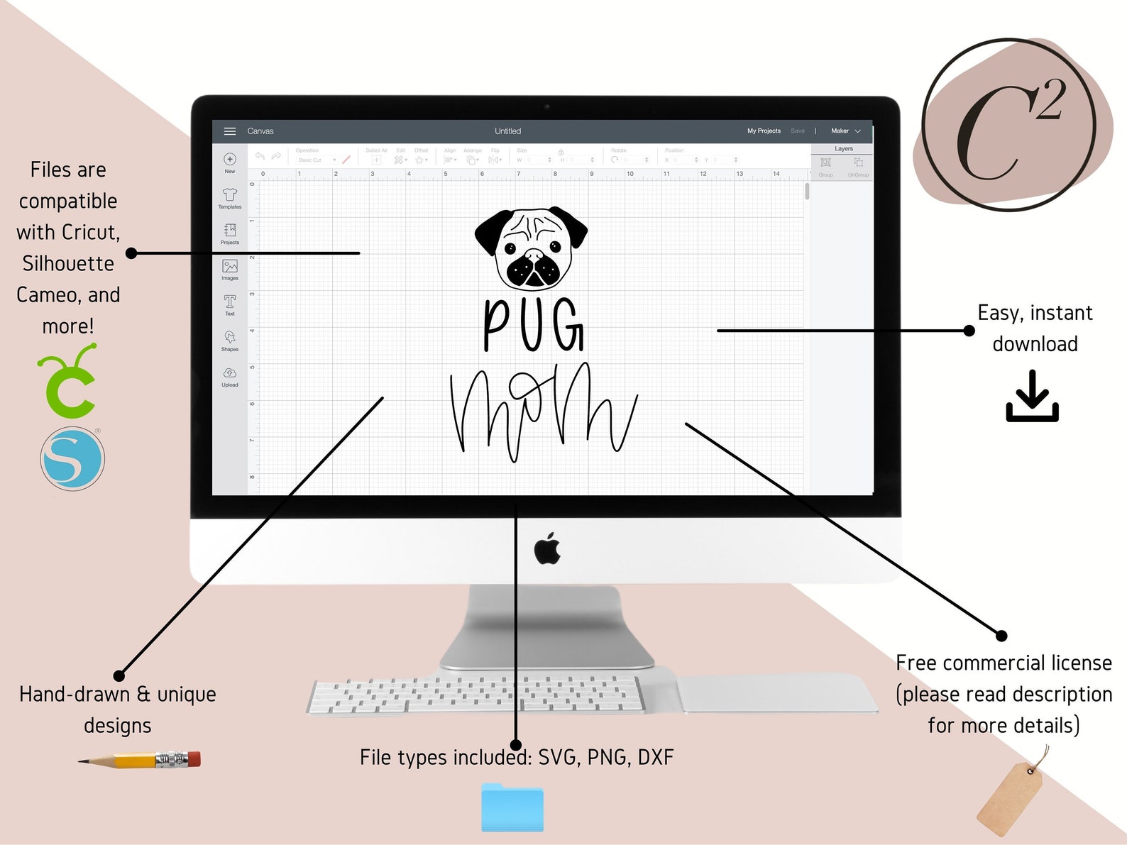 Download Pug Mom SVG Dog Mom SVG Pug svg Hand Lettered SVG Dog svg | Etsy