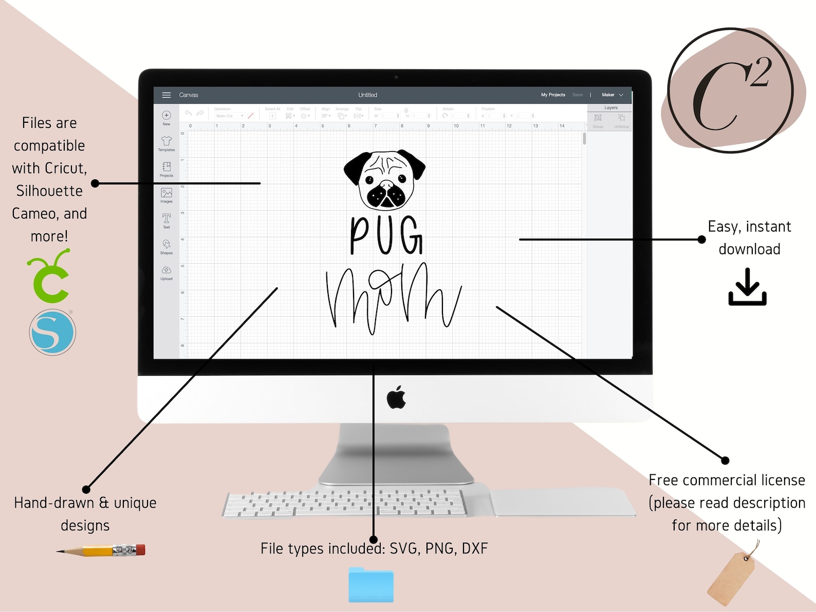 Download Pug Mom SVG Dog Mom SVG Pug svg Hand Lettered SVG Dog svg | Etsy