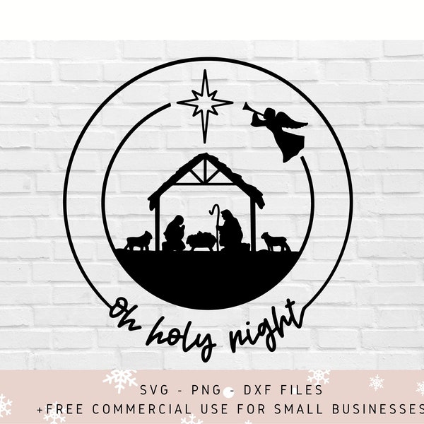 Oh Holy Night SVG, Merry Christmas svg, Christian Christmas SVG, Christian svg, Christmas ornament svg, winter svg, ornament svg