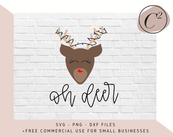 Oh Deer SVG, Hand Lettered SVG, Christmas svg, cut files for cricut, svg, png, dxf