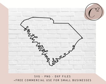 South Carolina SVG, Hand Lettered SVG, South Carolina svg, South Carolina outline svg, cut files for cricut, svg, png, dxf