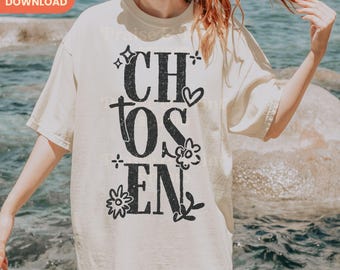 Chosen Christian T-Shirt PNG, Bible Verse Graphic (Digital Download)