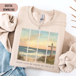 Christian PNG, Spirit Lead Me PNG, Cross Sublimation Designs, Easter DTF, Religious Jesus Clipart Bible Verse