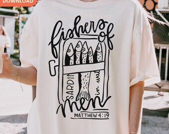 Fischer der Männer PNG, christliches T-Shirt Design (digitaler Download)