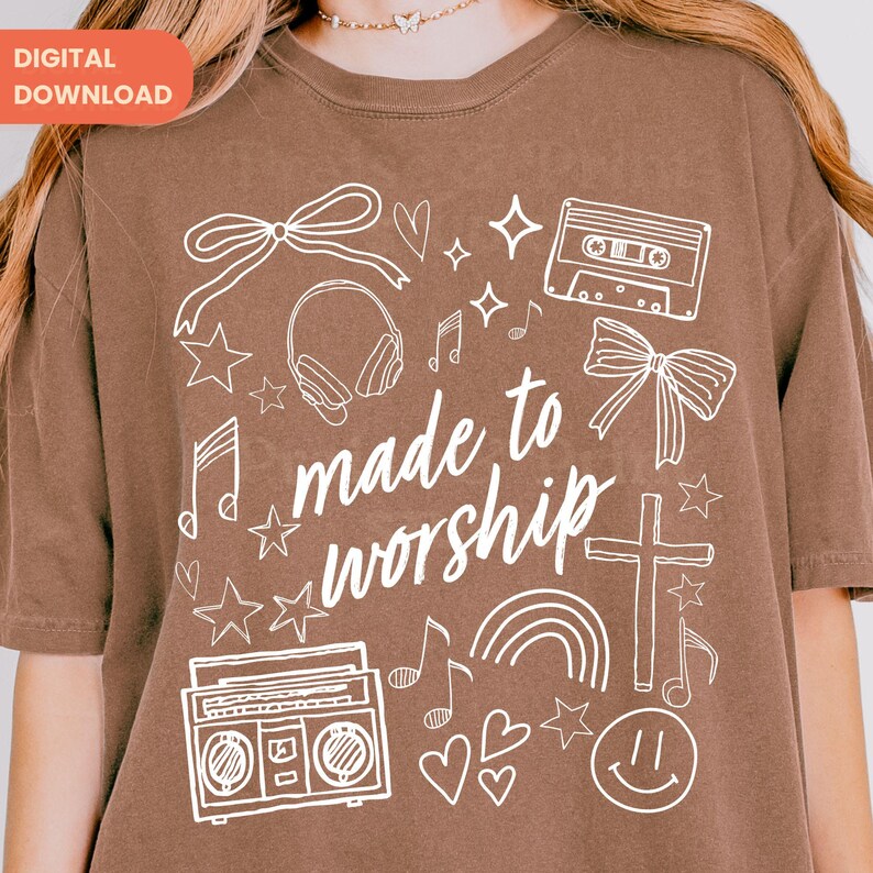 Gemaakt om te aanbidden png, trendy png, christelijk doodle-afbeelding (digitale download) afbeelding 4