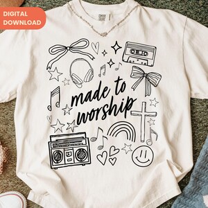 Gemaakt om te aanbidden png, trendy png, christelijk doodle-afbeelding (digitale download) afbeelding 10