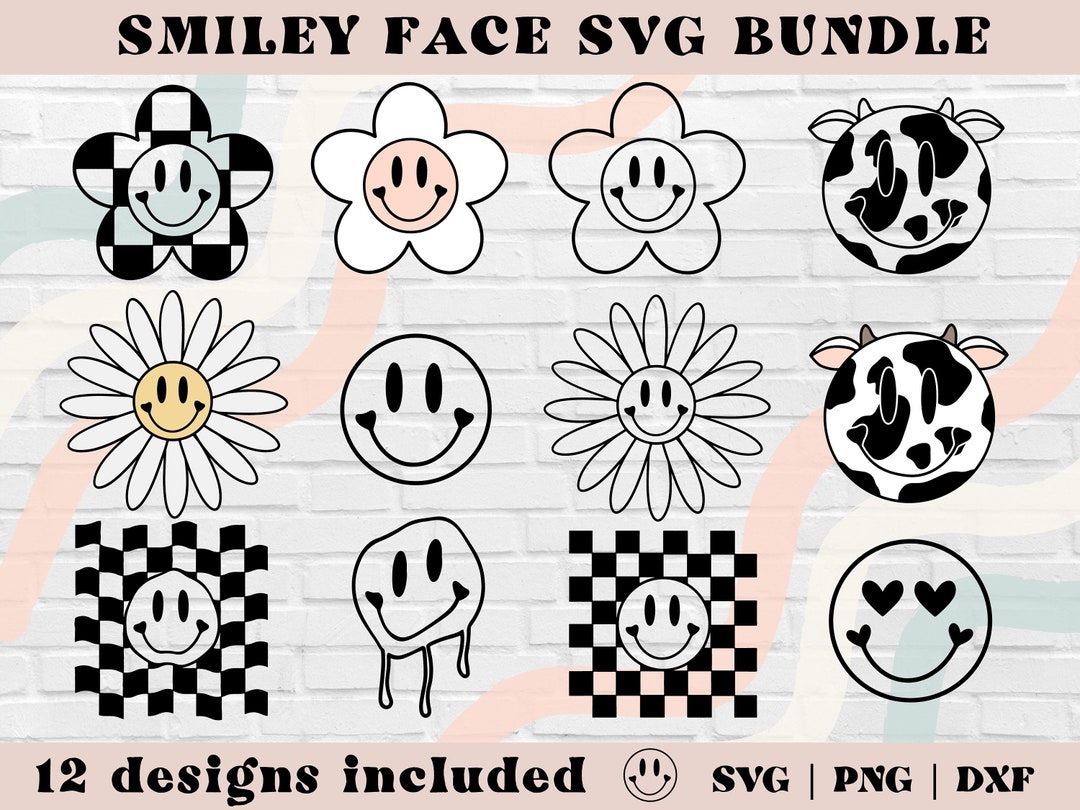 Smiley face SVG Smiley SVG Retro SVG Happy face svg - Etsy México