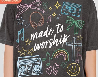 Made to Worship PNG, Trendy faith png, Christian Doodle Graphic (Digital Download)