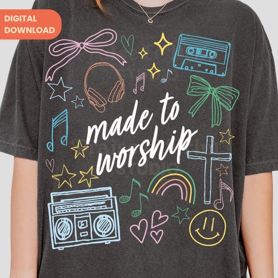 Made to Worship PNG, Trendy faith png, Christian Doodle Graphic (Digital Download)