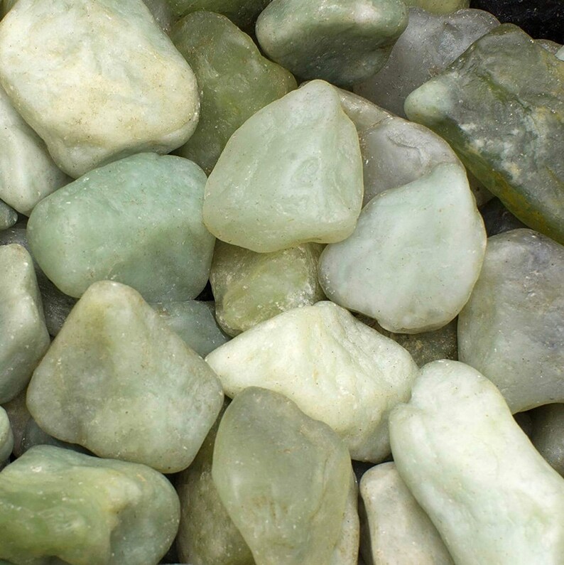 Polished Green Jade Pebbles 1lb Unique Smooth Pebbles Etsy