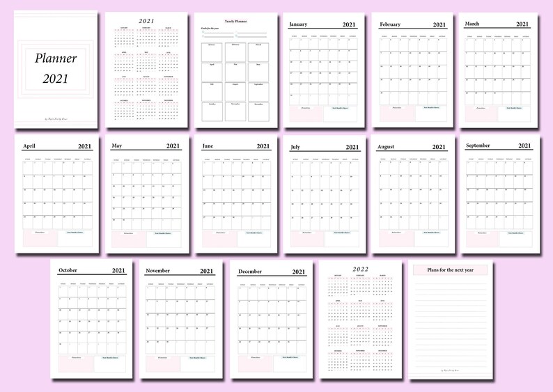 MONTLY PLANNER 2021 PRINTABLE for Instant Download Dated | Etsy