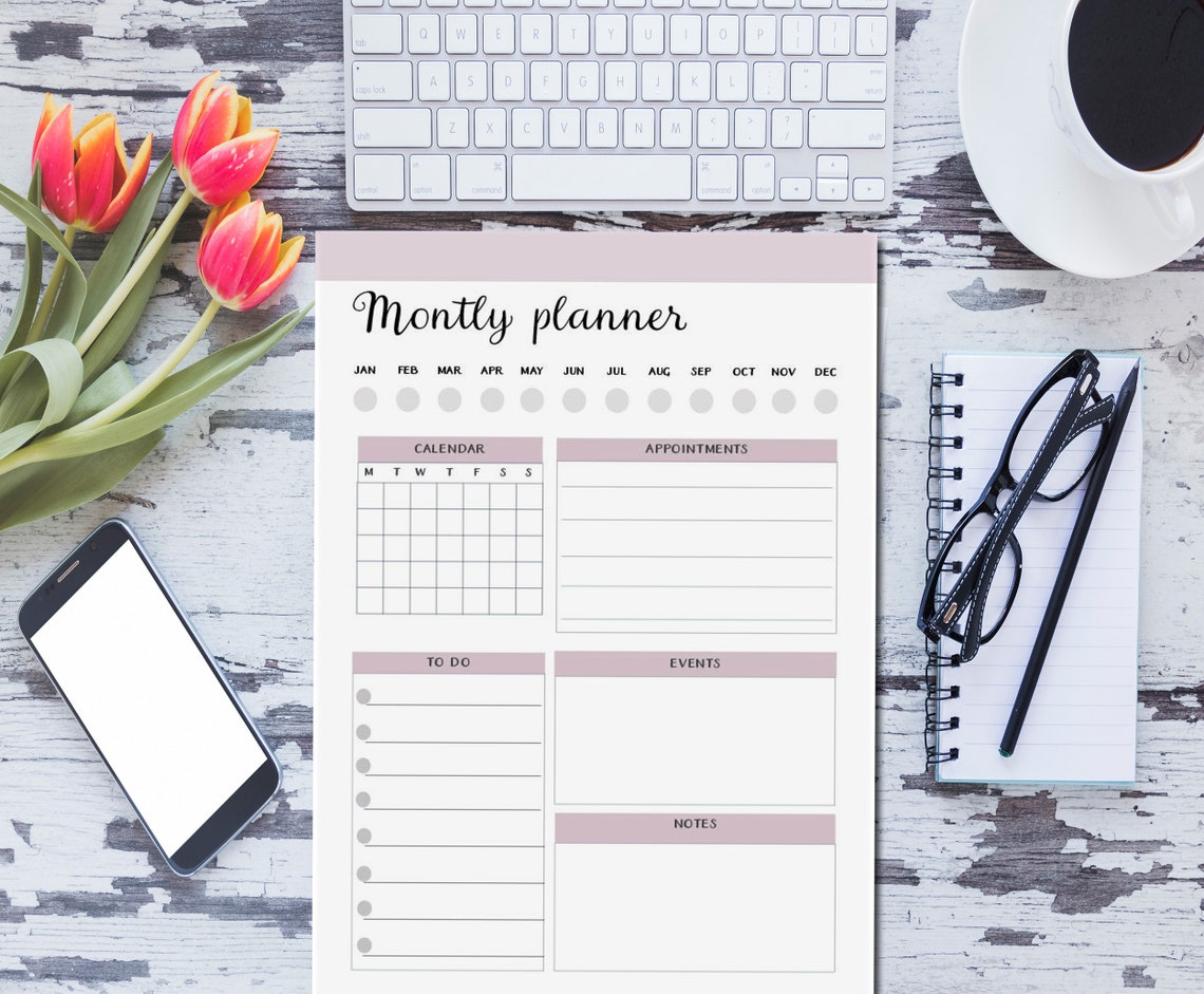 MONTLY PLANNER PRINTABLE Undated for Instant Download Montly Etsy MONTLY PLANNER PRINTABLE Undated for Instant Download Montly Etsy