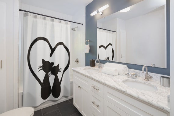 Charming And Funny Cat Shower Curtains Cats Shower Curtain Romantic Weddding Gifts For Couple Personalized