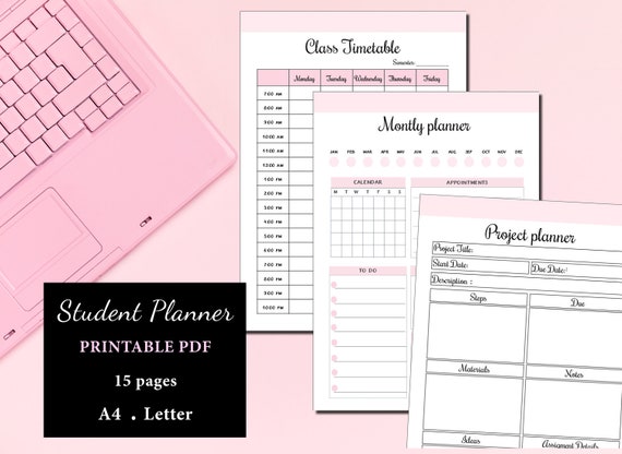 PRINTABLE STUDENT PLANNER Pack School and College Student | Etsy