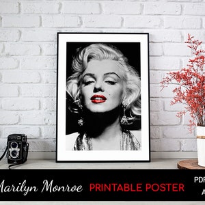 MARILYN MONROE POSTER Printable for instant download! Digital Pdf File Size A4, Movie Star Poster, Celebrity Poster, Wall Art Decor, Digital